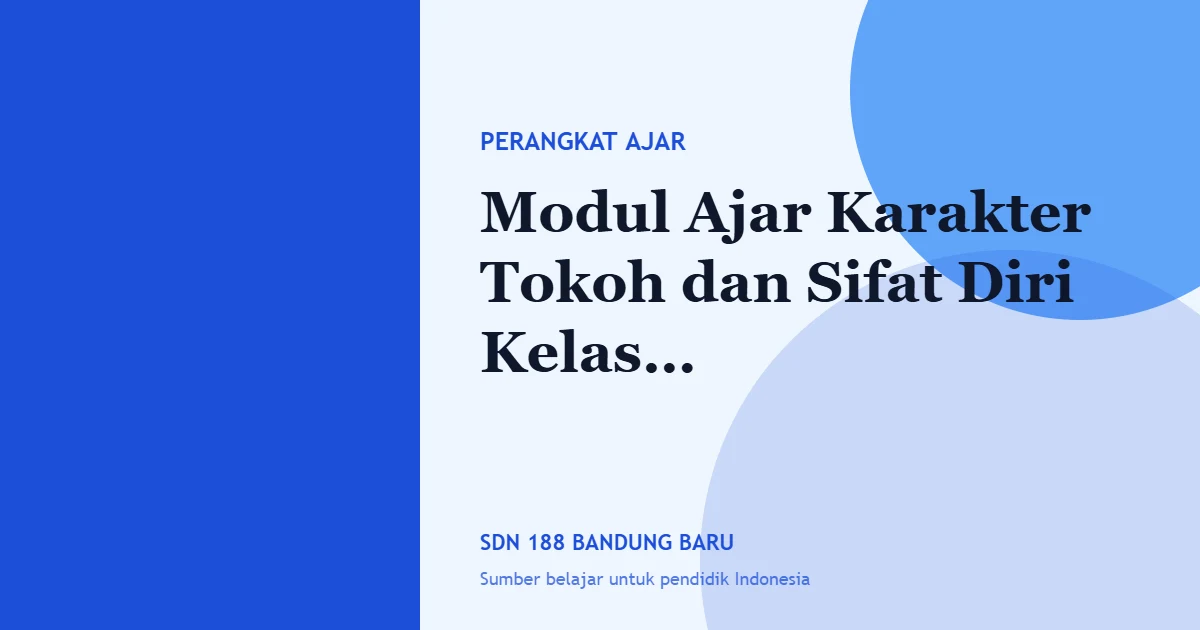 Modul Ajar Karakter Tokoh dan Sifat Diri Kelas 5
