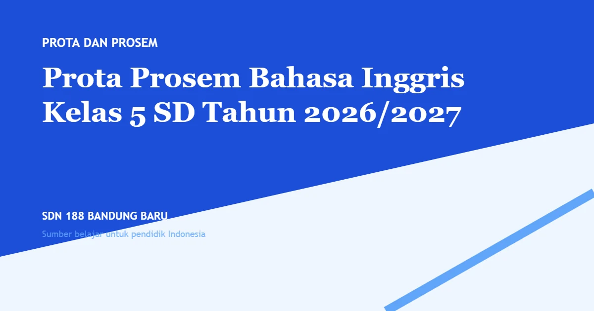 Prota Prosem Bahasa Inggris Kelas 5 SD Tahun 2026/2027
